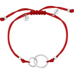 Textilní náramek červený se dvěma stříbrnými kruhy Olympia