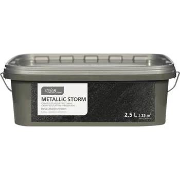 barva na zeď StyleColor Barva na zeď Metallic Storm 2,5 L černý se zlatými třytkami