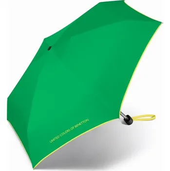 Deštník Benetton Skládací manuální deštník malý plochý 5640 zelená