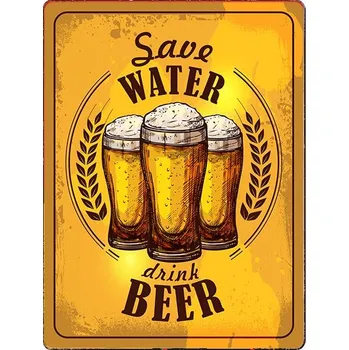 Obraz Nekupto Plechová cedule 30x40cm - Save water, drink beer