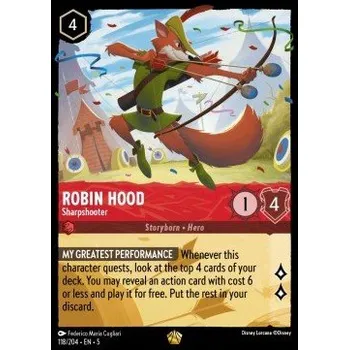 Sběratelská karetní hra Lorcana SSK 118/204 Robin Hood - Sharpshooter (V.1) - Shimmering Skies Stav: Near Mint, Verze: HOLO