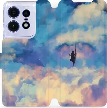 Pouzdro na mobilní telefon Flipové pouzdro Mobiwear - Motorola Edge 50 Pro - MR09S Dívka na houpačce v oblacích (Knížkové flip pouzdro, obal, kryt na mobil Motorola Edge 50 Pro - MR09S Dívka na houpačce v oblacích, materiál Umělá kůže + TPU - ochrana 360°, stojánek, silikonová)