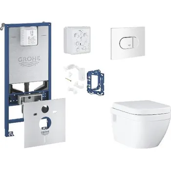 WC sada Grohe Rapid SLX - Set předstěnové instalace, klozetu, sedátka SoftClose, tlačítka Arena Cosmopolitan a sady pro vhazování tablet, alpská bílá SANI11BB3141