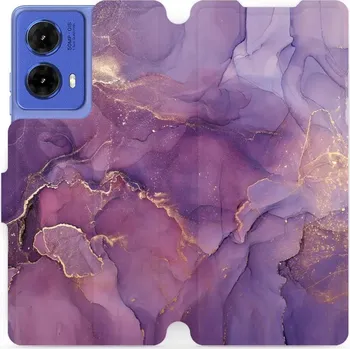 Pouzdro na mobilní telefon Flipové pouzdro Mobiwear - Motorola Moto G85 5G - VP20S Fialový mramor (Knížkové flip pouzdro, obal, kryt na mobil Motorola Moto G85 5G - VP20S Fialový mramor, materiál Umělá kůže + TPU - ochrana 360°, stojánek, silikonová vanička, magnetické zavírání)