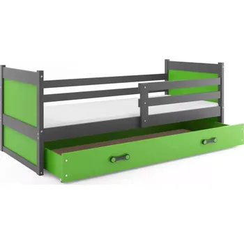 Postel BMS GROUP Dětská postel Rico 1 90x200, s úložným prostorem bez matrace - 1 osoba - Grafit, Zelená, Zelená