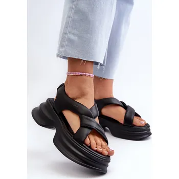 Dámské sandále Zazoo 2743 Sametové sandály na podpatku Barva: Černá, Velikost: 38