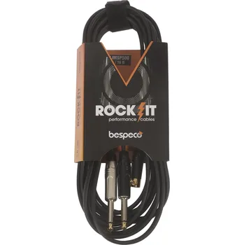 Audio kabel Bespeco ROCKIT Interlink Cable Jack 3,5 TRS M 90° - 2x Jack TS 5 m + prodloužená záruka 3 roky