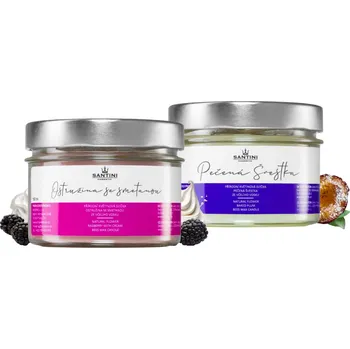 Svíčka Santini Set přírodních vonných svíček - Ostružina se smetanou & Pečená švestka