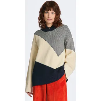 Dámský svetr SVETR GANT COLOUR BLOCK COTTON C-NECK EVENING BLUE