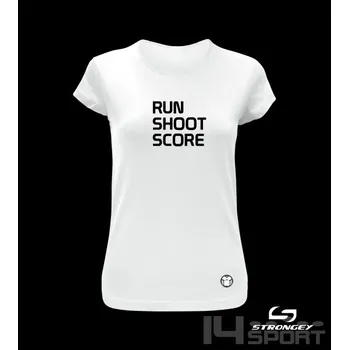 Dívčí triko STRONGEY RUN SHOOT SCORE BLACK, velikost 11 let