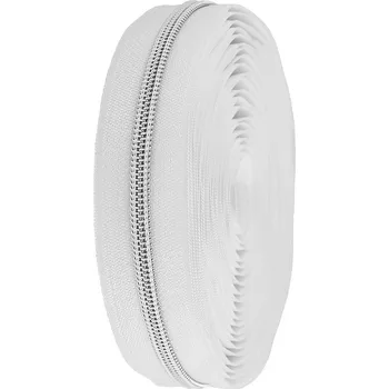 Zip spirálový No 5 s metalickými zoubky metráž, barva 1 (101) bílá stříbrná