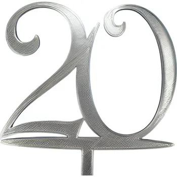 Jedlá dekorace na dort Zápich - číslo 20 stříbrný