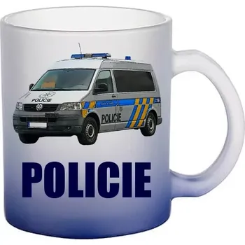 POLICIE Vw Multivan T5 skleněný hrneček (hrneček s policejním autem matné sklo )