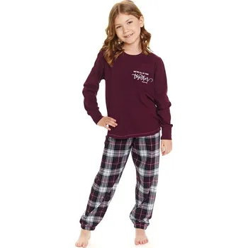 Dívčí pyžamo Dětské pyžamo Toget vínové s nápisem 146/152