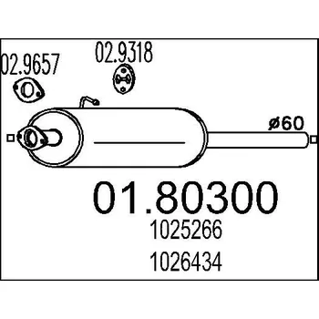 Tlumič výfuku Střední tlumič výfuku MTS 01.80300