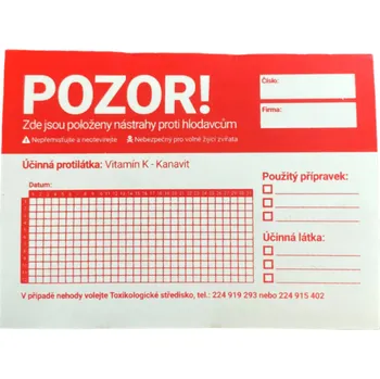 Hubení hlodavce Výstražný štítek velikosti A7 na deratizační stanici