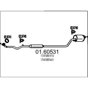 Výfukový systém Zadni tlumic vyfuku MTS 01.60531