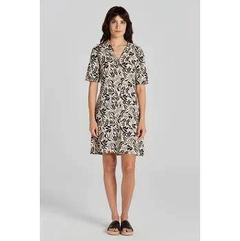 Dámské šaty ŠATY GANT PALM PRINT SS JERSEY SHIRT DRESS SOFT OAT