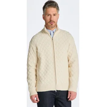 Pánské oblečení SVETR GANT CABLE ZIP CARDIGAN CREAM