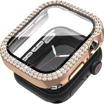 Chytré hodinky Ochranné dvojité kamínkové pouzdro se sklíčkem pro Apple Watch 38mm Barva: Růžovo-zlatý