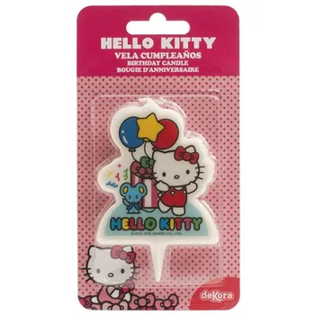Dortová svíčka Dekora Hello Kitty s myškou a balónky dortová svíčka 7 cm