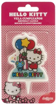 Dortová svíčka Dekora Hello Kitty s myškou a balónky dortová svíčka 7 cm