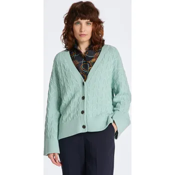 Dámský svetr SVETR GANT HERRINGBONE V-NECK CARDIGAN IBIZA BLUE