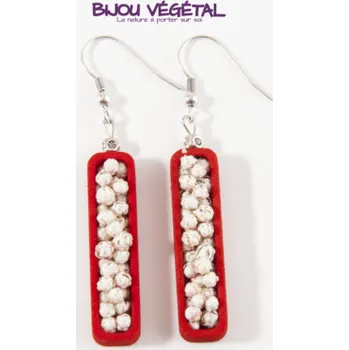 Náušnice Živé šperky - Náušnice Jardiniere červené s trvalými bílými květy