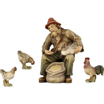 Vánoční dekorace Ornatis Muž krmící slepice Provedení: Přírodní bez malování, Velikost stojících figur dospělých postav: 9 cm