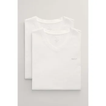 Pánské oblečení SPODNÍ PRÁDLO GANT V-NECK T-SHIRT 2-PACK WHITE