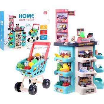 Hra na obchod JOKO Supermarket Home s nákupním vozíkem Modrá