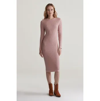 Dámské šaty ŠATY GANT MINI CABLE KNIT DRESS DUSTY PINK