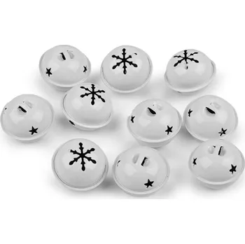 Vánoce Kovové rolničky Ø35 mm, 40 mm - Ø35 mm bílá (10 ks)