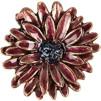 Dveřní kování Vínovo-zlatá kovová úchytka ve tvaru květu - Ø 4*3 cm