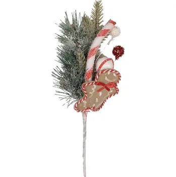 Vánoční dekorace Dekorace zápich vánoční větvička s perníčkem - 10*8*30 cm