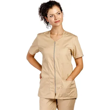 Zdravotnický oděv Béžová zdravotnická halenka na zip - dámská | drinuniforma.cz