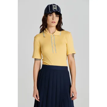 Dámská košile POLOKOŠILE GANT LIGHTWEIGHT RIBBED SS POLO DUSTY YELLOW