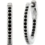 Stříbrné kruhové náušnice JASMIN 17 mm s černými Brilliance Zirconia