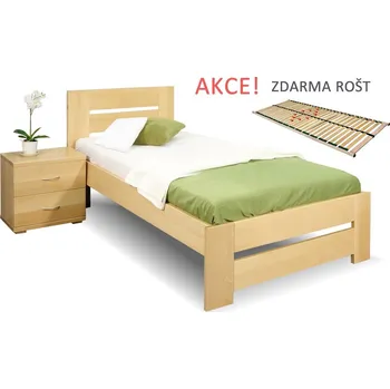 Postel Dřevěná postel s roštem Berni, 80x200, 90x200, masiv buk