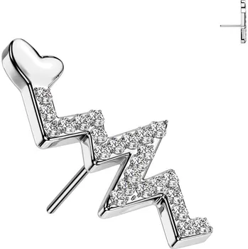 Piercing Atreya Titanová bezzávitová koncovka se zirkony Heartbeat Barva: Stříbrná