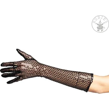 Karnevalový doplněk Rubies USA Rukavice s flitry dlouhé černé D