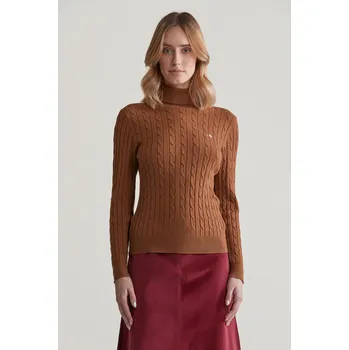 Dámský svetr ROLÁK GANT STRETCH COTTON CABLE TURTLENECK CACAO