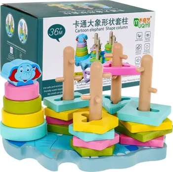 Dřevěná hračka RKToys Dřevěná smyslová pyramida