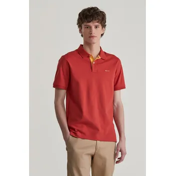 Pánské oblečení POLOKOŠILE GANT REG CONTRAST PIQUE SS POLO IRON RED