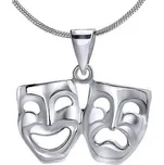 Stříbrný přívěsek divadelní masky - tragedie a komedie