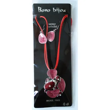 Náhrdelník Bono Bijou Dívčí set náhrdelník a naušnice Barva: Červená