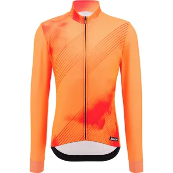 cyklistický dres SANTINI Cyklistický dres s dlouhým rukávem zimní - PURE DYE - oranžová