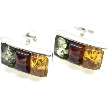 Řetízek Jan Kos jewellery Stříbrné náušnice s jantarem 12125442