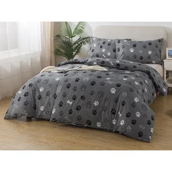 Povlečení XPOSE® Prodloužené bavlněné Renforcé povlečení TLAPIČKY - šedé 140x220 cm, 70x90 cm, Bavlna RENFORCÉ + Prodloužená možnost vrácení zboží do 50 dnů