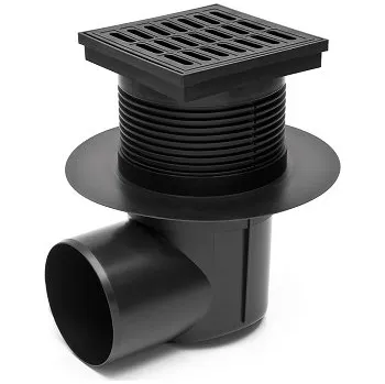 kanalizační vpusť MIDAS Kanalizační vpusť - boční D110 s límcem, suchá protizáp. klapka, plast. mřížka 150x150 mm